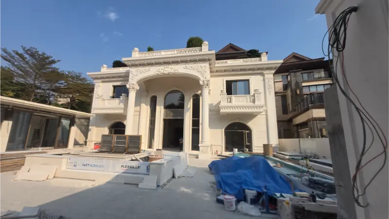 Projekt inštalácie a demontáže krytého bazéna Blueway Villa: Emerald Mountain Villa, jazero Songshan, Dongguan